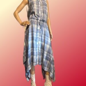 TOMMY HILFIGER
Sleeveless Handkerchief-Hem Shirtdress